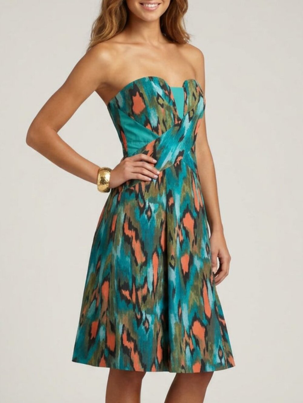 Anthropologie Girls from Savoy Ikat Strapless 100% Cotton Dress Size 0/Size S